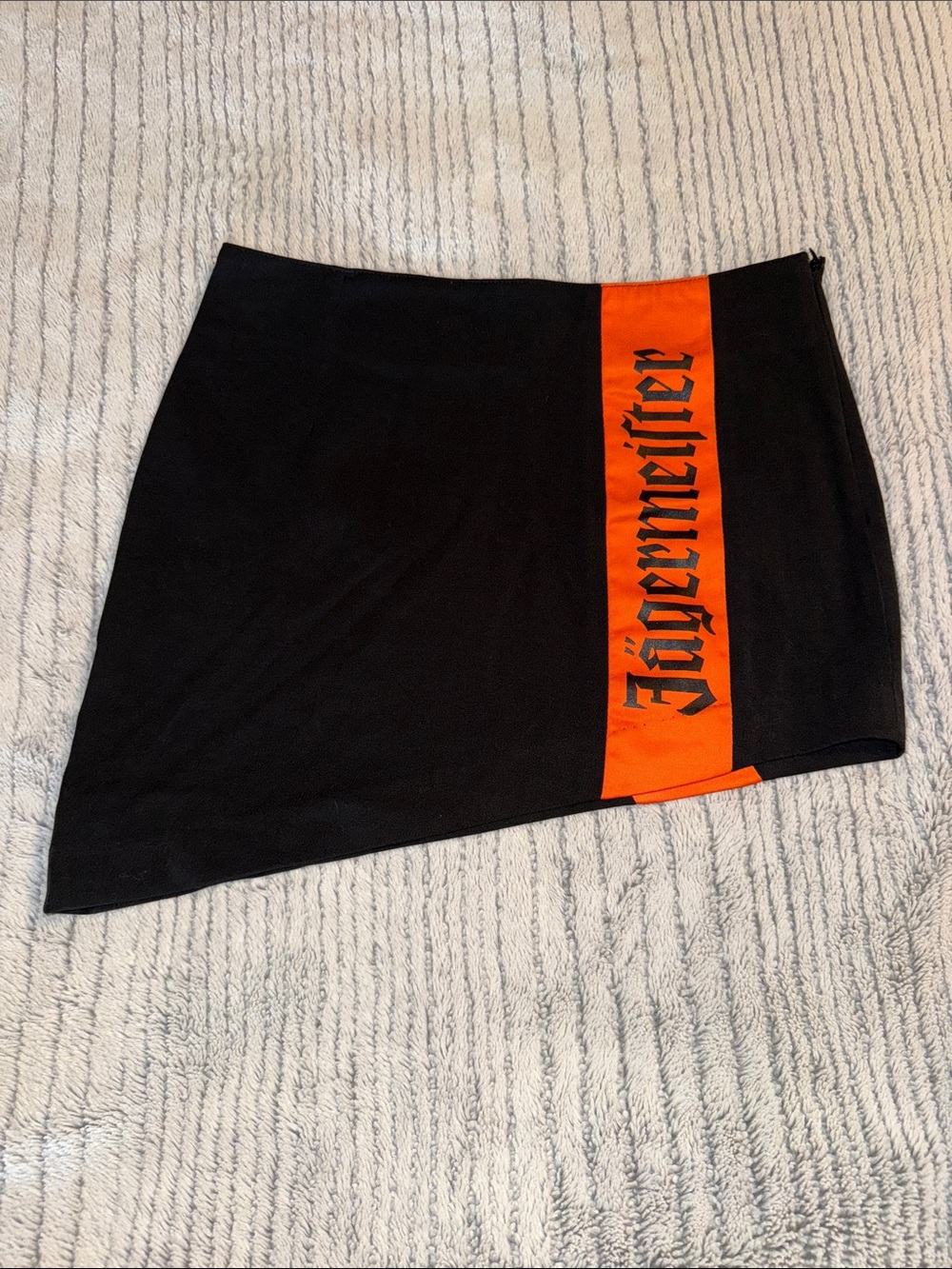 Jagermeister Black Mini Skirt with Orange Logo Panel